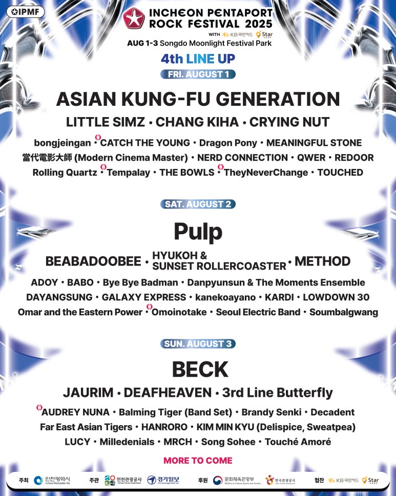 Incheon Pentaport rock festival 2025 LINEUP