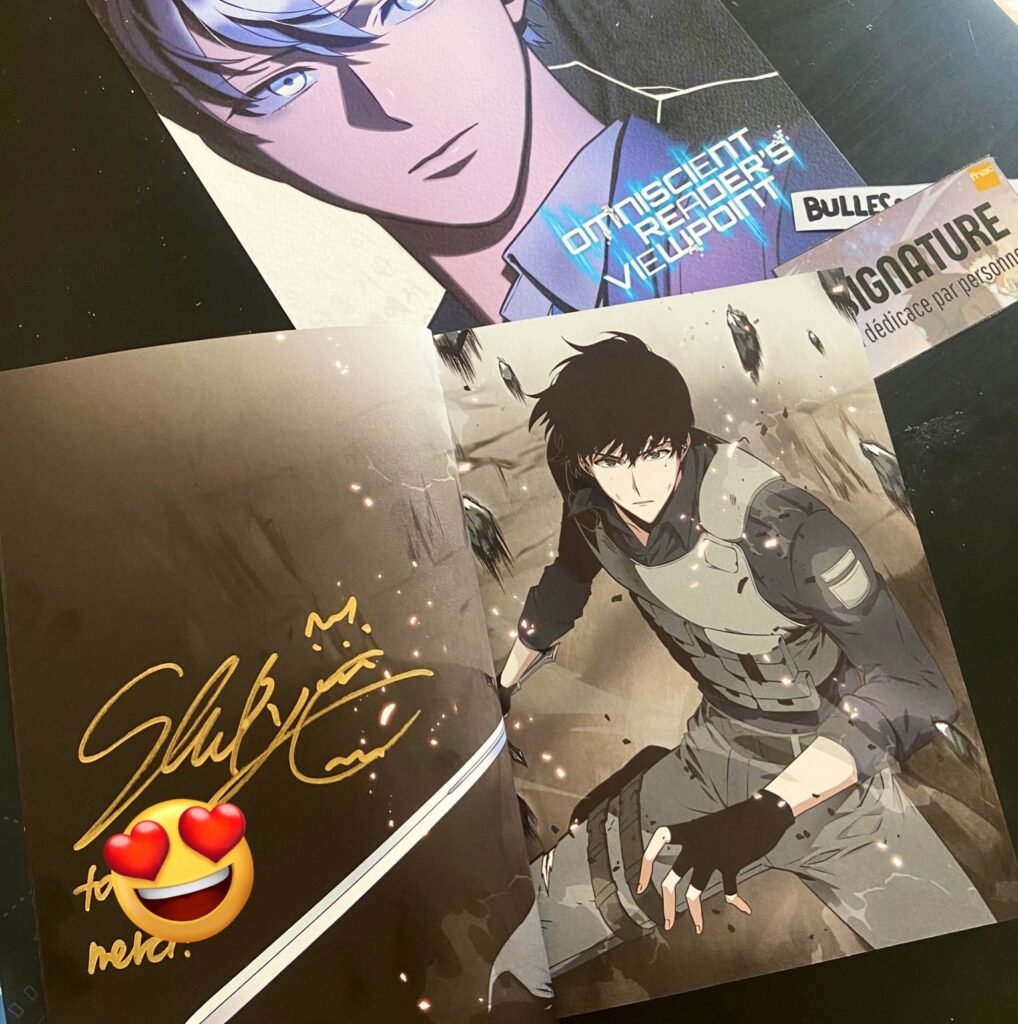 Photo de l'ex-libri exclusif en haut à droite qui était dédicacé lors de la Japan Expo, et aperçu de dédicace sur un exemplaire lors de la séance du lundi en librairie